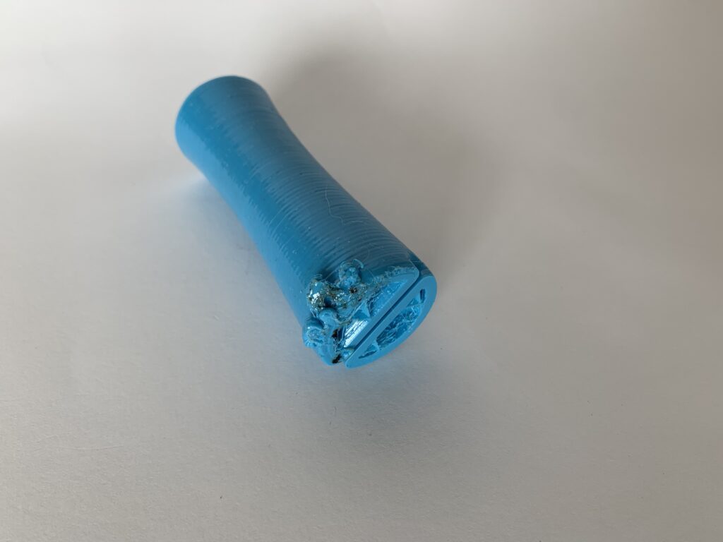 a failed 3D print of the wand tool