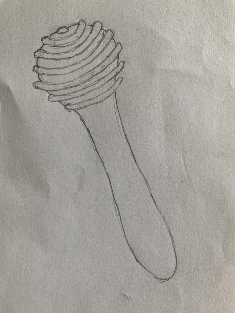 pencil sketch of a felt fulling tool